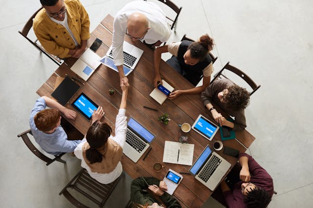 interns in los angeles working at a table