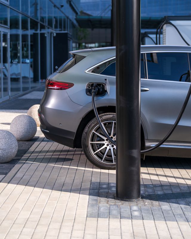 electric car on a car charger